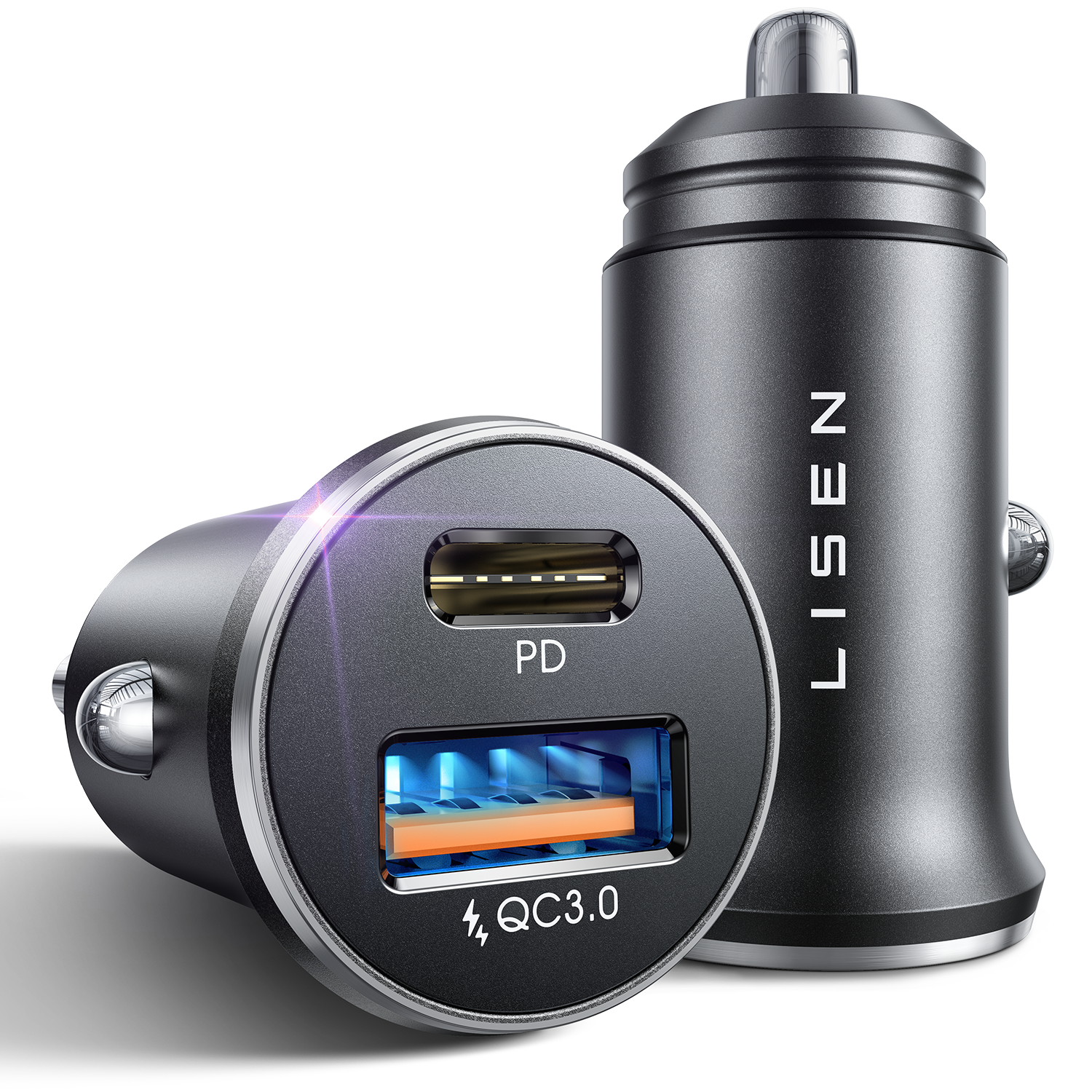 Foxin Fcc-002 Dual Port USB for Car Charger, Charging Adapter, Black