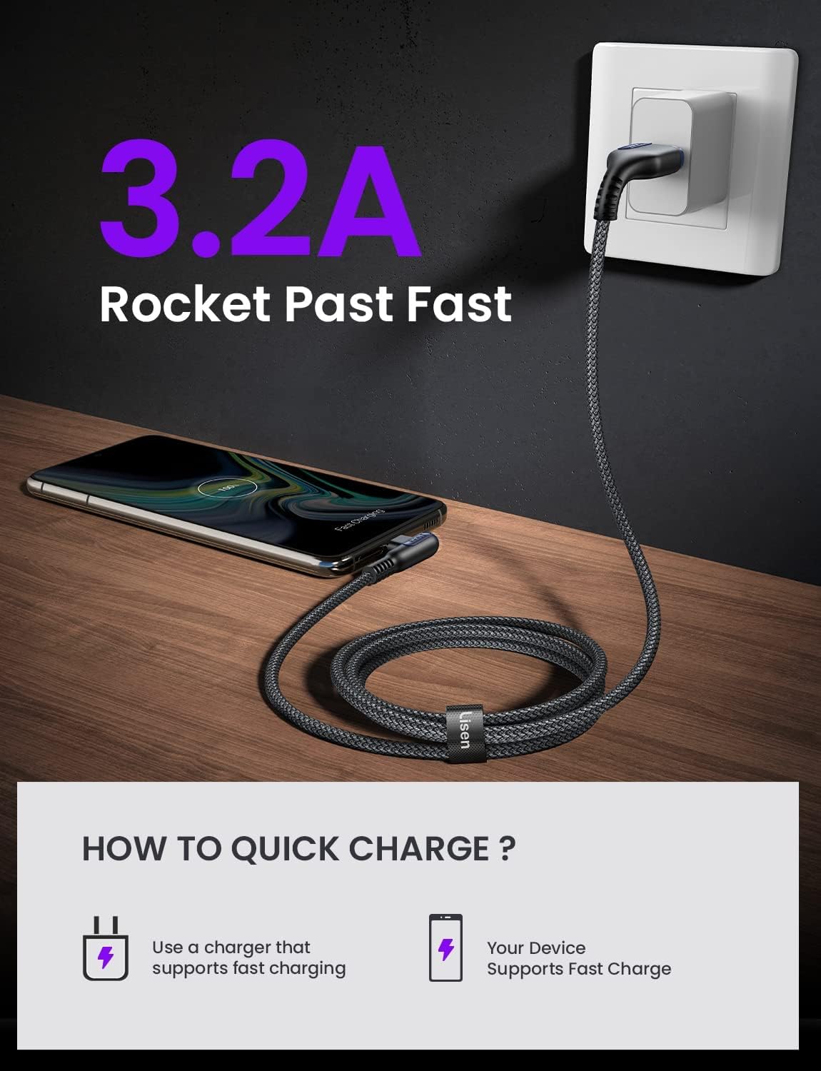 Lisen 90-Degree USB-C Fast Charging Cables