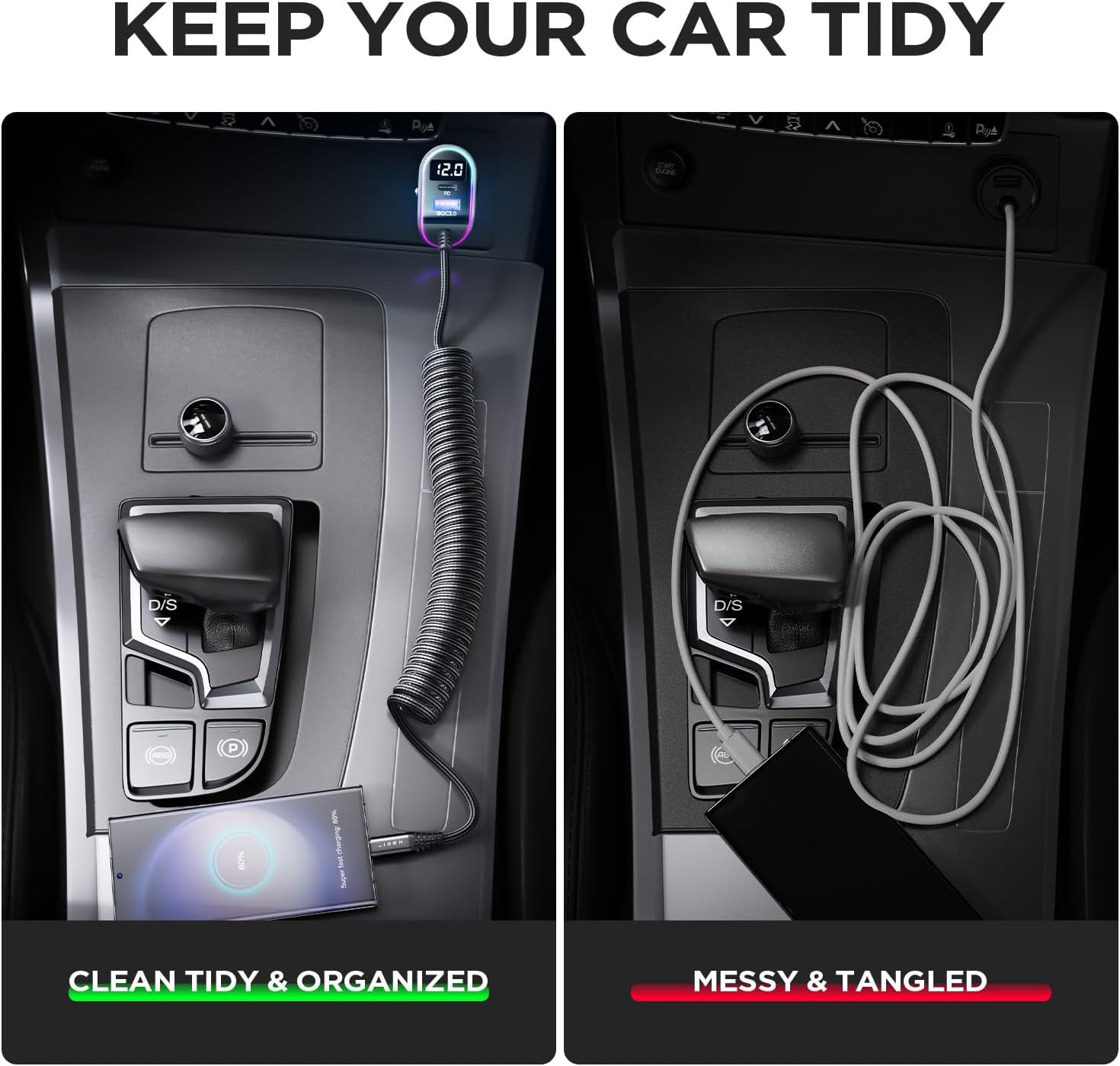 Lisen USB C Fast Car Charger with Cable