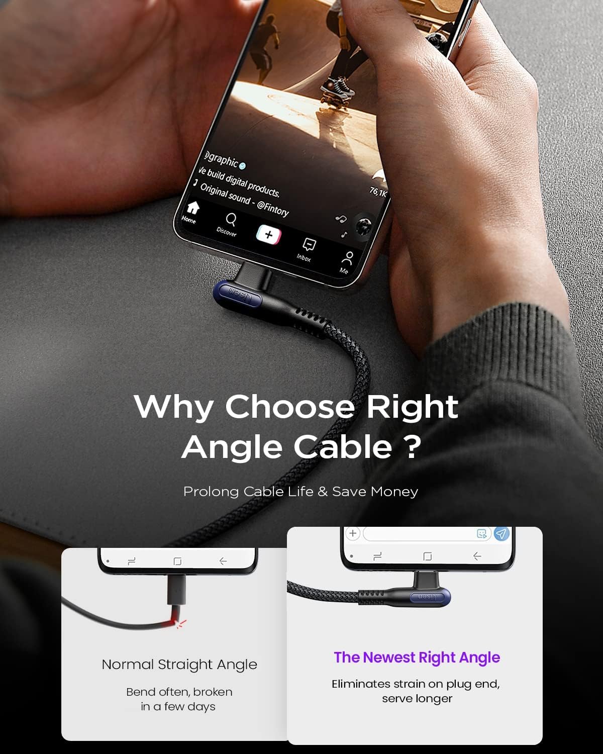 Lisen 90-Degree USB-C Fast Charging Cables