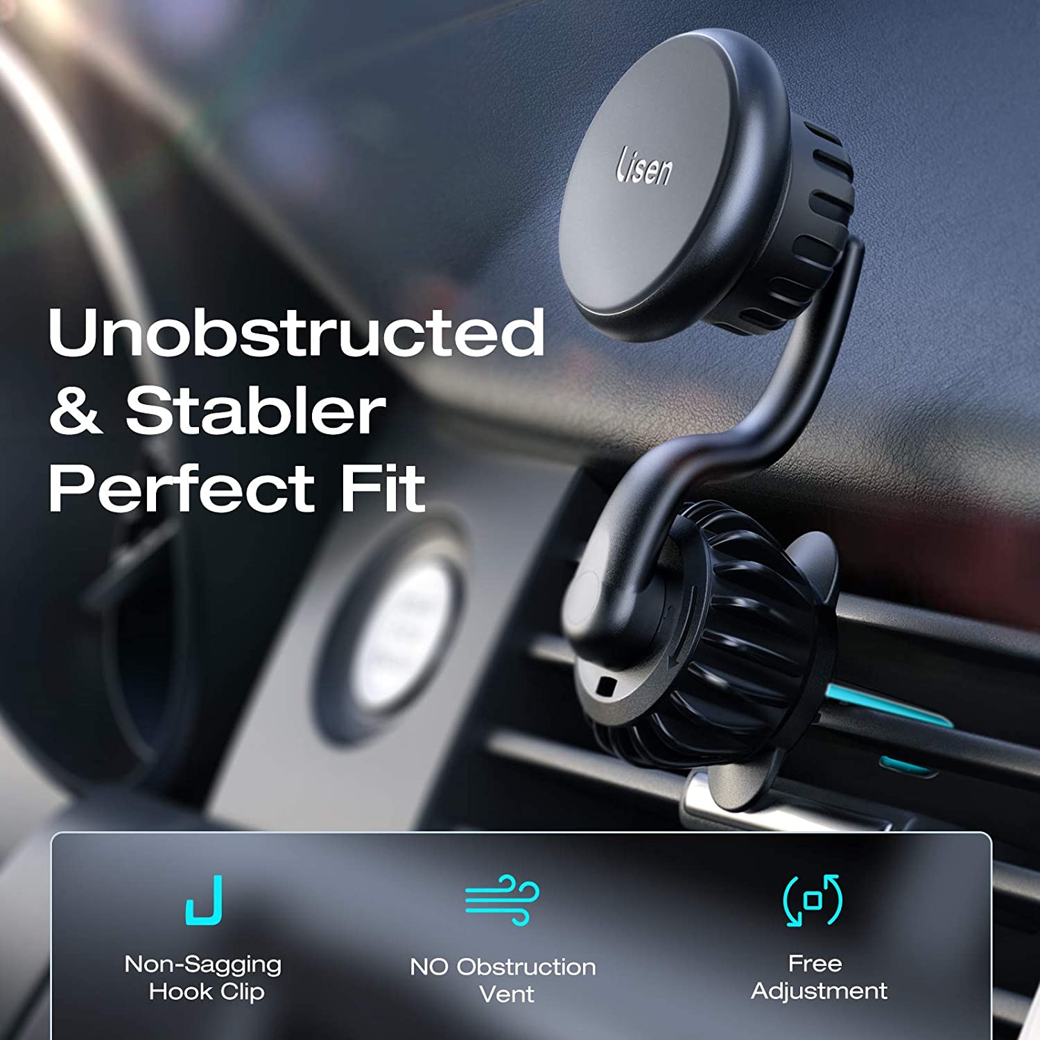 360° Rotate Arm Magnetic Phone Car Mount - Lisen