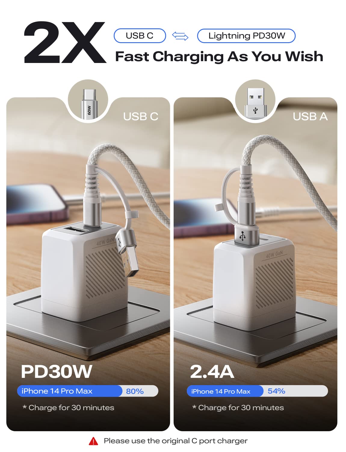 Lisen 30W USB C to Lightning Cable 2-Pack