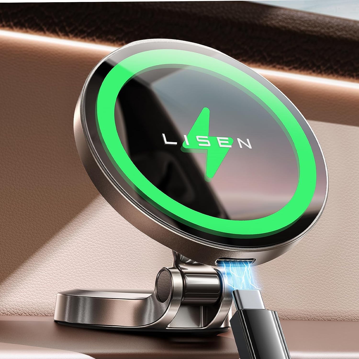 LISEN Magnetic Car Phone Mount for iPhone and Android with 6 Magnets and  Adjustable Arch Design, Black
