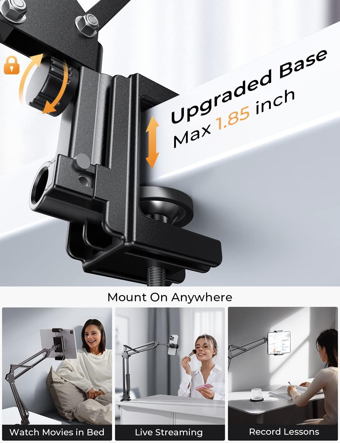 Lisen 2 Clamps Tablet Phone Stand for Desk