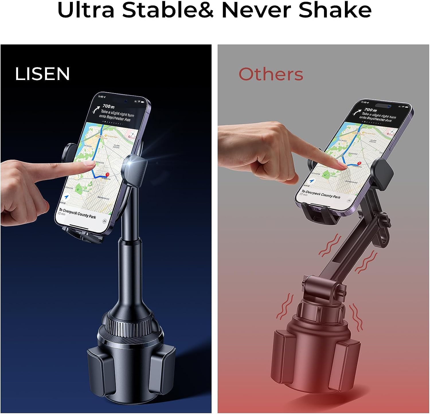  LISEN Cup Holder Phone Mount for Car No Shaking Cup