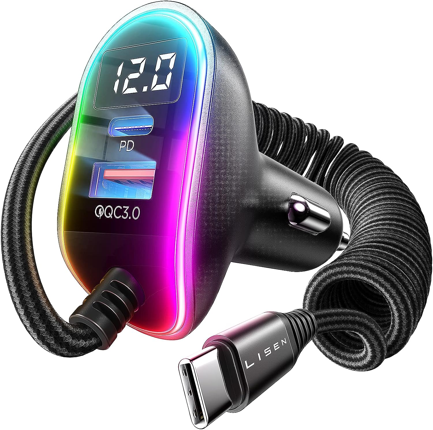 Lisen USB C Fast Car Charger with Cable